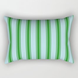 [ Thumbnail: Powder Blue and Forest Green Colored Stripes Pattern Rectangular Pillow ]