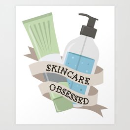 Skincare Obsessed Face Cream and Cleanser Banner Art Print