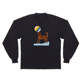 Dog and a Beach Ball - Brown Long Sleeve T-shirt