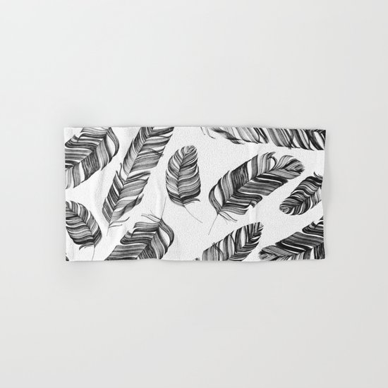 Black and white feathers Hand & Bath Towel