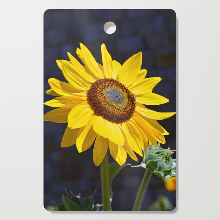 Bright yellow sunflower Cutting Board by perldesign