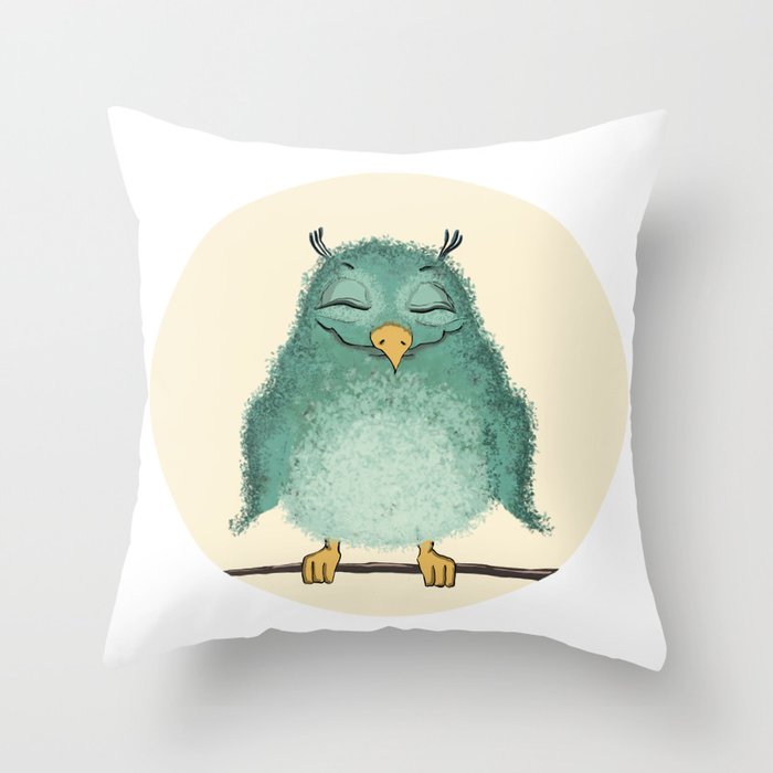 Fluffy owl Throw Pillow