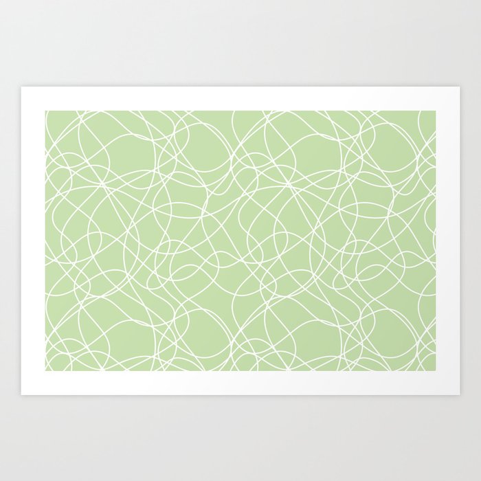 Green and White Scribbled Line Mosaic Pattern Pairs Coloro 2022 Popular Color Aloe Gel 058-83-18 Art Print