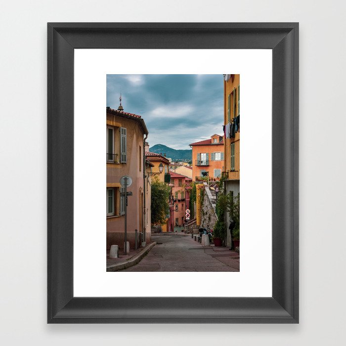 Old Town Nice on a Cloudy Day Framed Art Print