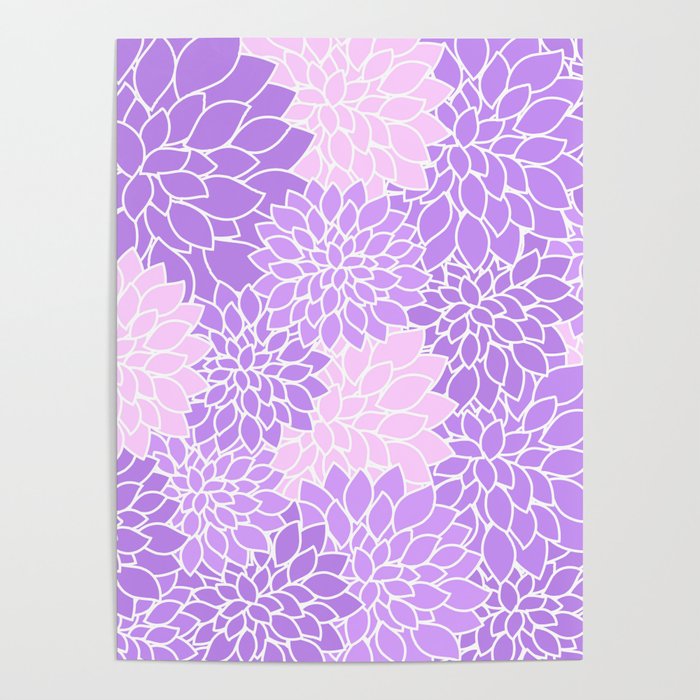 Purple Lavender Dahlias Poster