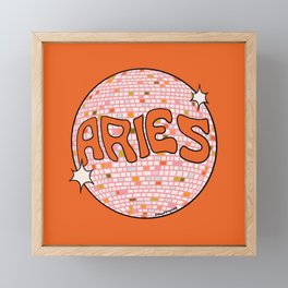 Aries Disco Ball Framed Mini Art Print