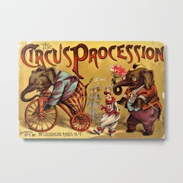 1888 Vintage Circus Elephant Procession Vintage Poster Metal Print