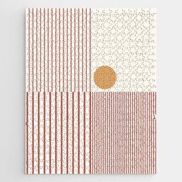 Stripes Pattern and Lines in Terracotta Rose Gold  (Sun Rise Abstract) Jigsaw Puzzle
