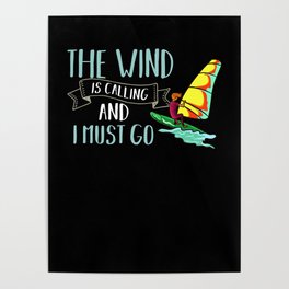 Windsurfing Board Sail Paddle Windsurfer Poster
