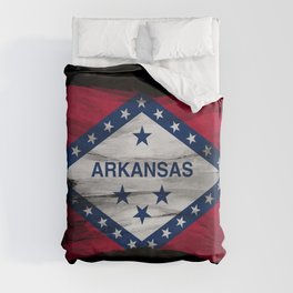 Arkansas state flag brush stroke, Arkansas flag background Duvet Cover