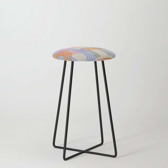 Underlying Serenity - 60s Retro Pattern of Arches Counter Stool