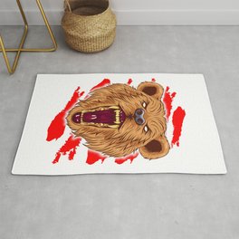 Angry Roaring Bear Design for Wild Animal and Bear Lover Rug | Adventure, Beargift, Giftidea, Bear, Ferociousbear, Drawing, Animal, Attackbear, Giftformom, Animallover 