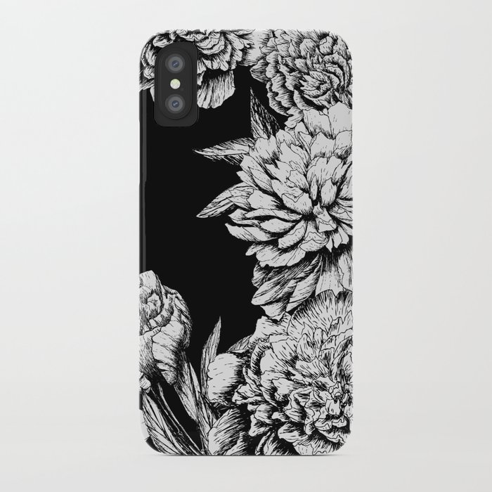 flowers in black and white iphone case