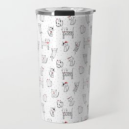 Funny cats with red bows and heart Travel Mug