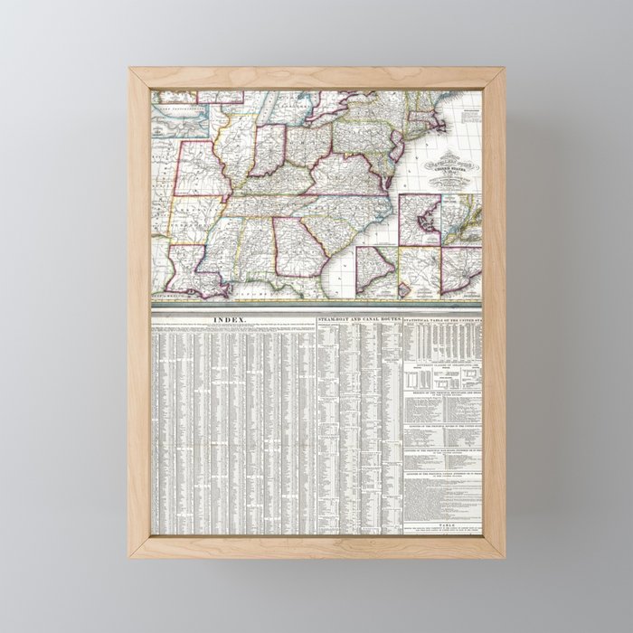 United States - Mitchell's Traveler's Guide - 1835 vintage pictorial map Framed Mini Art Print