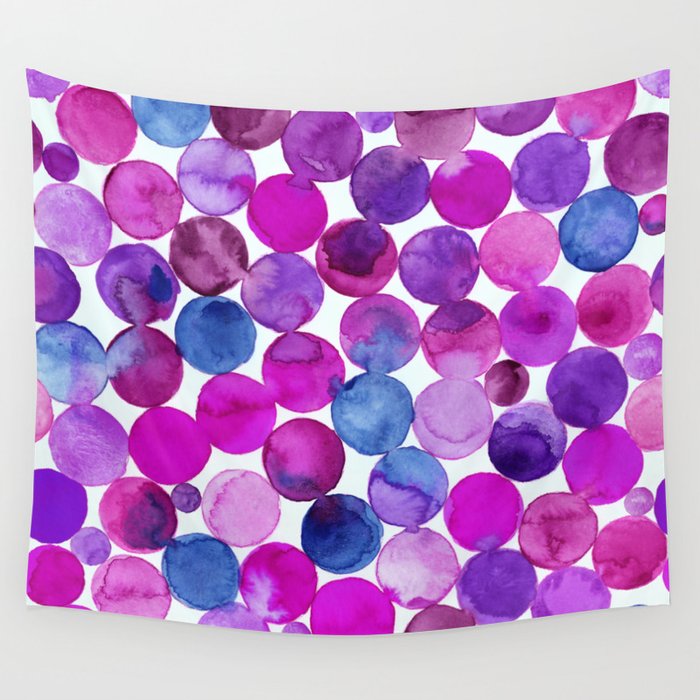 Watercolor Connected Purple Circles - seamless pattern Wall Tapestry