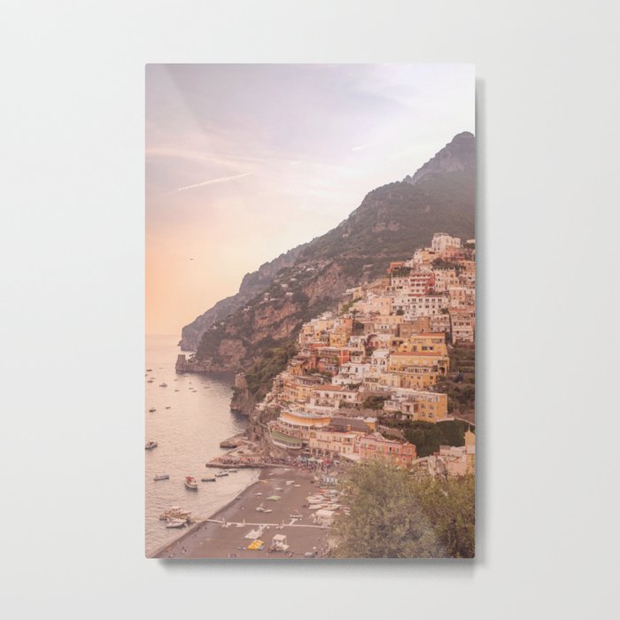 Positano at sunset | Amalfi Coast | Italy | Europe | Travel photography wall art Metal Print