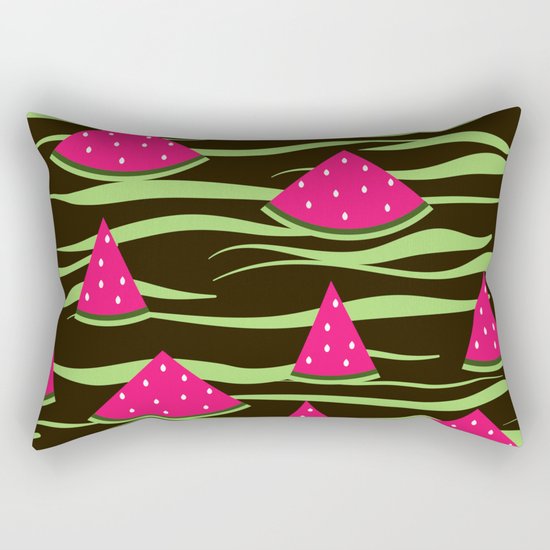 Watermelon on black background . 1 . Rectangular Pillow