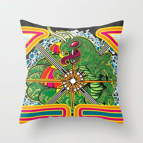 Classic Centipede Woodcut Throw Pillow