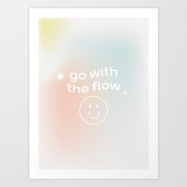 Go With the Flow Gradient Smiley Quote Art Print