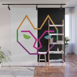 Abstract Multicolored Cat Wall Mural