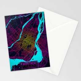 Montreal City Map of Canada - Neon Stationery Card