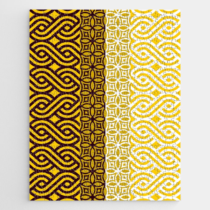 Yellow Plaits Pattern on Black and White Jigsaw Puzzle