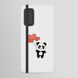 Panda Cute Animals With Heart Balloons To Android Wallet Case