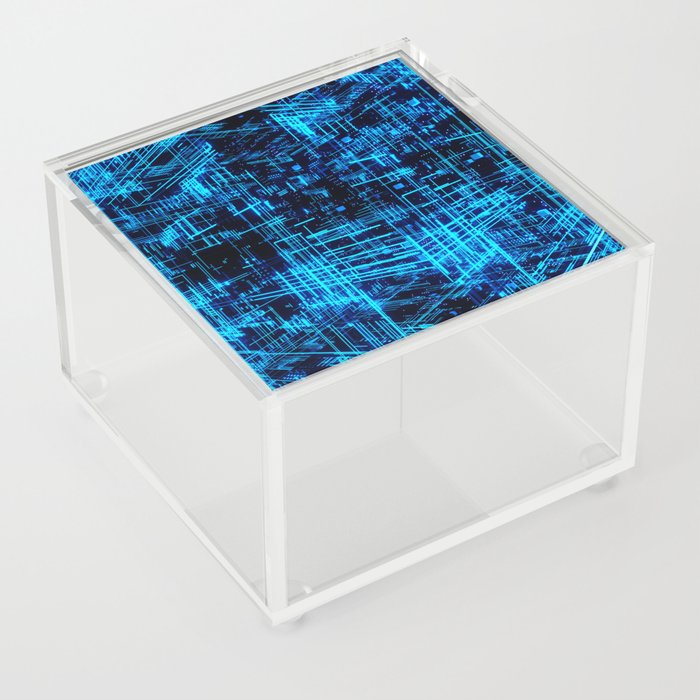 Super Grid 3D Abstract Metaverse -Blue- Acrylic Box