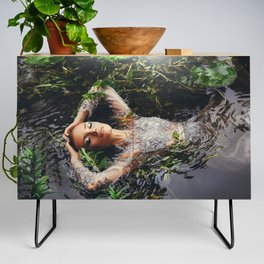 Song of Ophelia singing in the river Denmark; William Shakespeare's Hamlet magical realism female portrait color photograph / photography Credenza