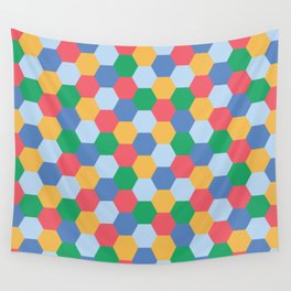Colorful Hexagon polygon pattern. Digital Illustration background Wall Tapestry