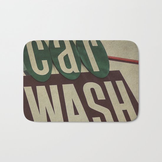 Retro Car Wash Sign Bath Mat