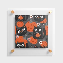 Halloween Seamless Pattern with Cute Pumpkins and Black Cats 02 Floating Acrylic Print