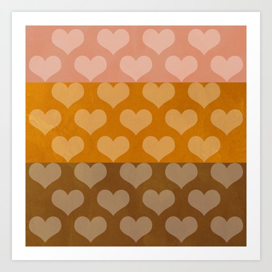 Patina Hearts Rose Gold Art Print