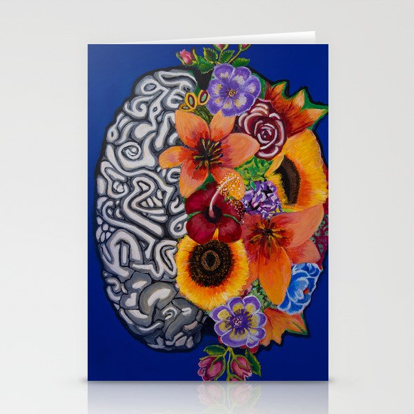 Flowery Brain Stationery Cards