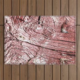 Texture design of an old rotten wood, badly cracked with time Outdoor Rug