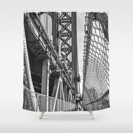 Manhattan Bridge in Winter | New York City | Black and White Travel Photography Shower Curtain