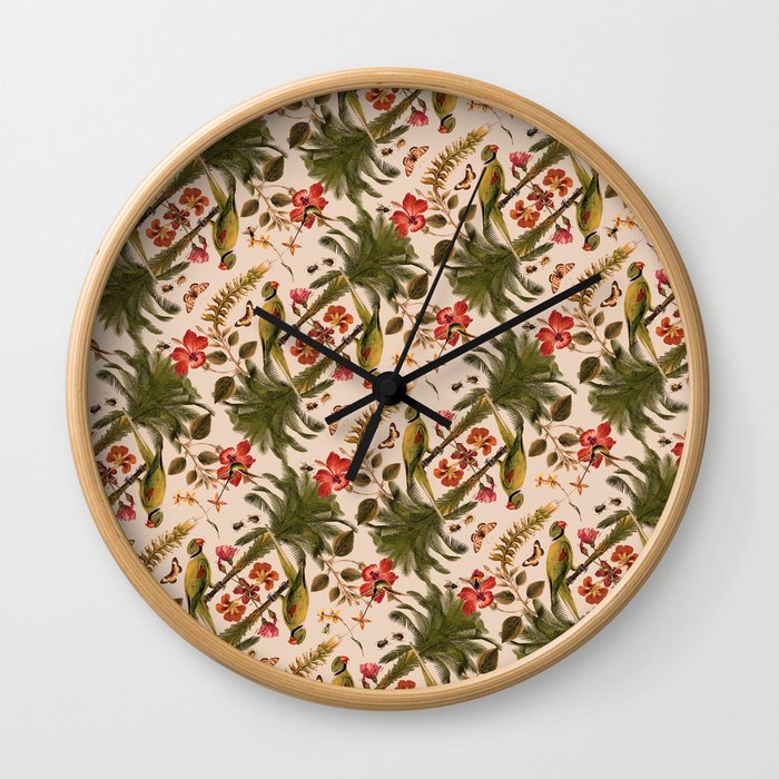 Parrots and palms. Wall Clock