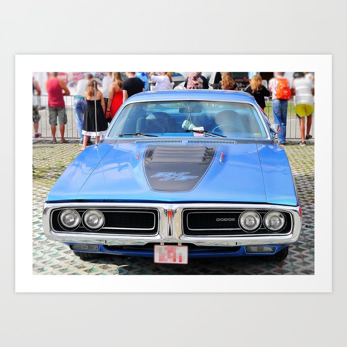 B5 blue vintage Charger RT American muscle racing automobile transportation color photography - photographs poster posters Art Print