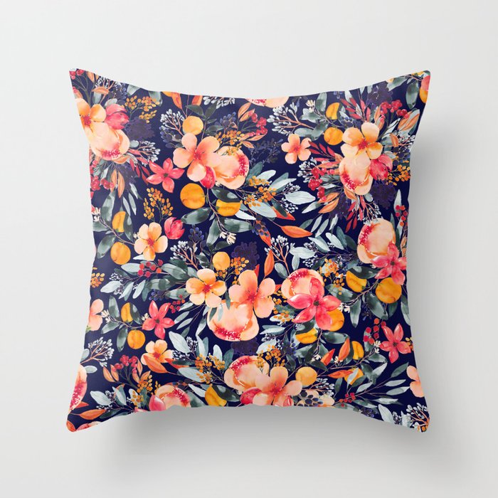 navy floral pillows