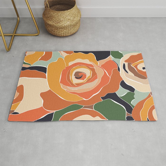 Seamless pattern with abstract flowers. Flower rose Rug