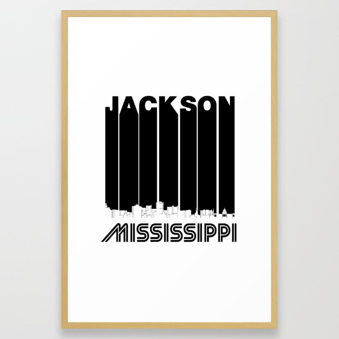 Retro Jackson Mississippi Skyline Framed Art Print