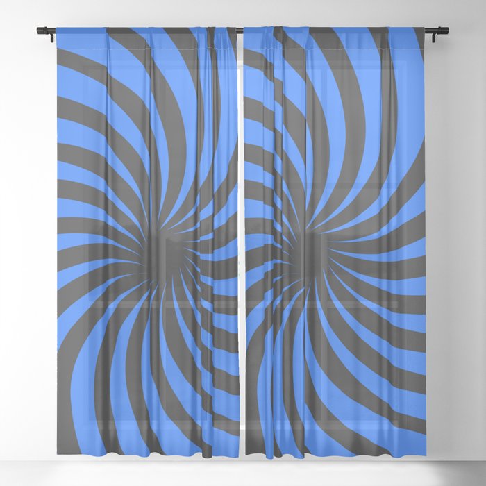 Black and Blue Spinning Hole. Sheer Curtain