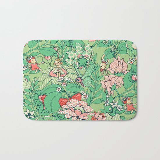 Garden party - sage tea version Bath Mat