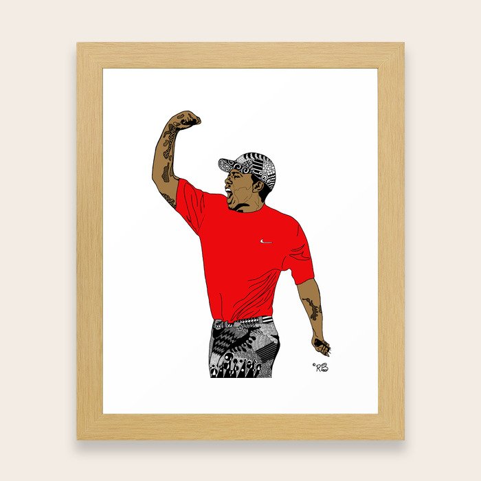Tiger Woods Fist Pump Framed Art Print By Rebeccabear Society6 Tiger Woods Fist Pump Framed Art Print