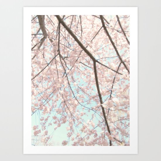 Vintage pink tree Art Print