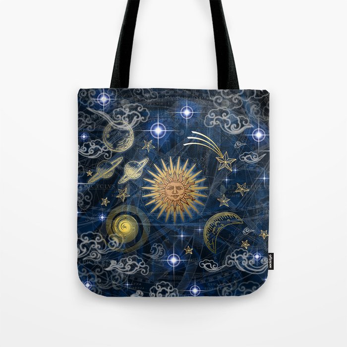 Cosmic Sun Space Pattern Tote Bag