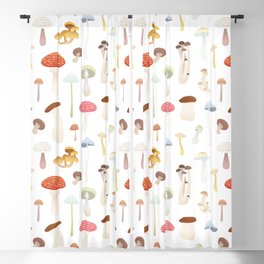 Dreamy Mushrooms Pattern in White Blackout Curtain