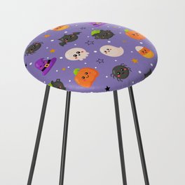 Halloween Seamless Pattern with Funny Spooky on Purple Background Counter Stool