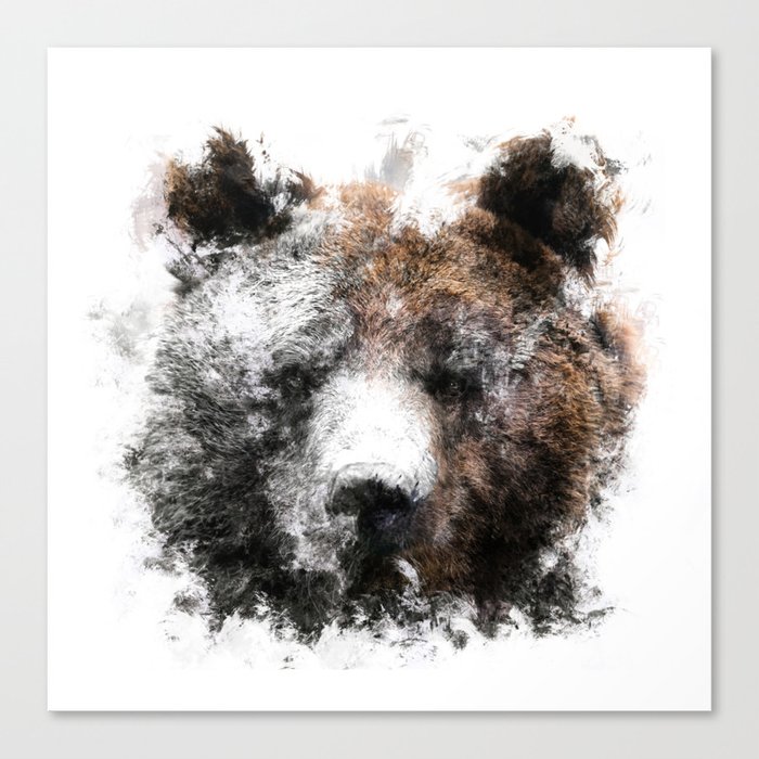 Bear Head Canvas Print By Monochromatic Society6